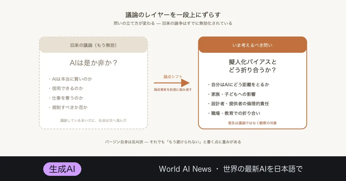 「AIの是非はもう議論ではない」——米作家パージンの不可避論