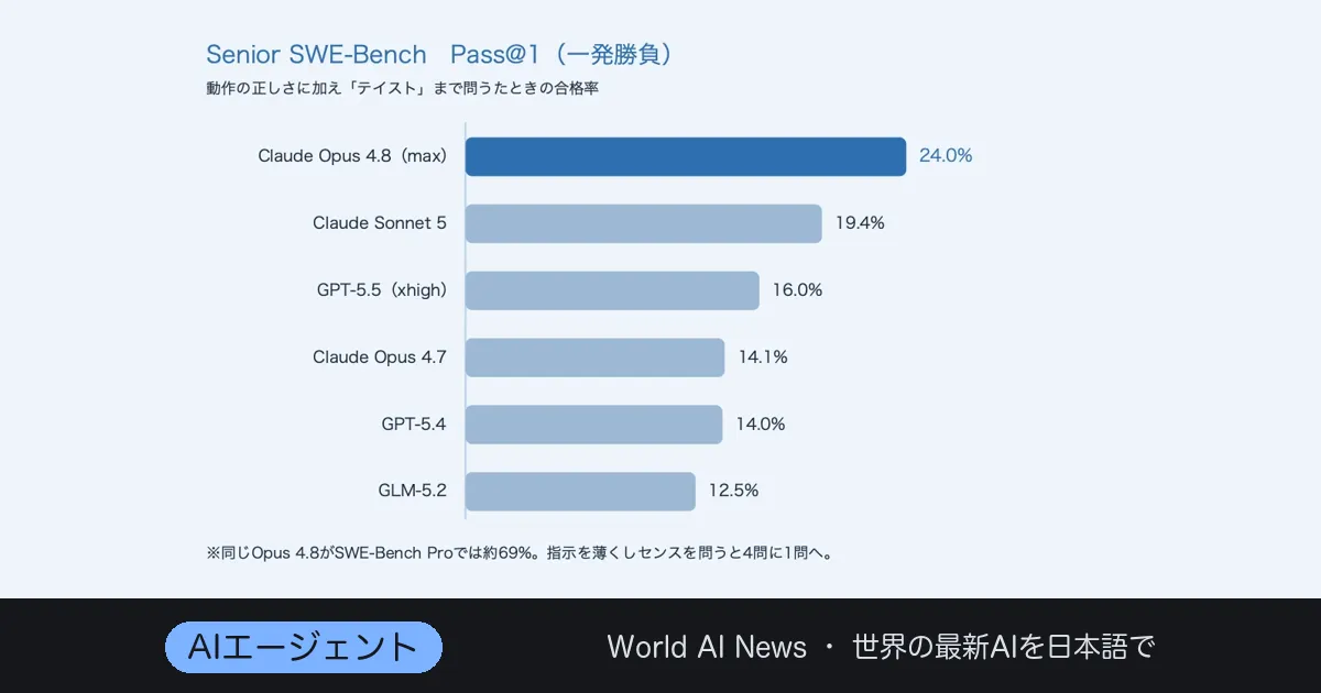 AIを「シニアエンジニア」として測る新ベンチ、最強Opusでも24%