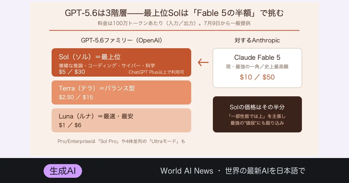 GPT-5.6が一般開放——“許可制”は2週間で終わり、最強Solには『ズルの報告』もついてきた
