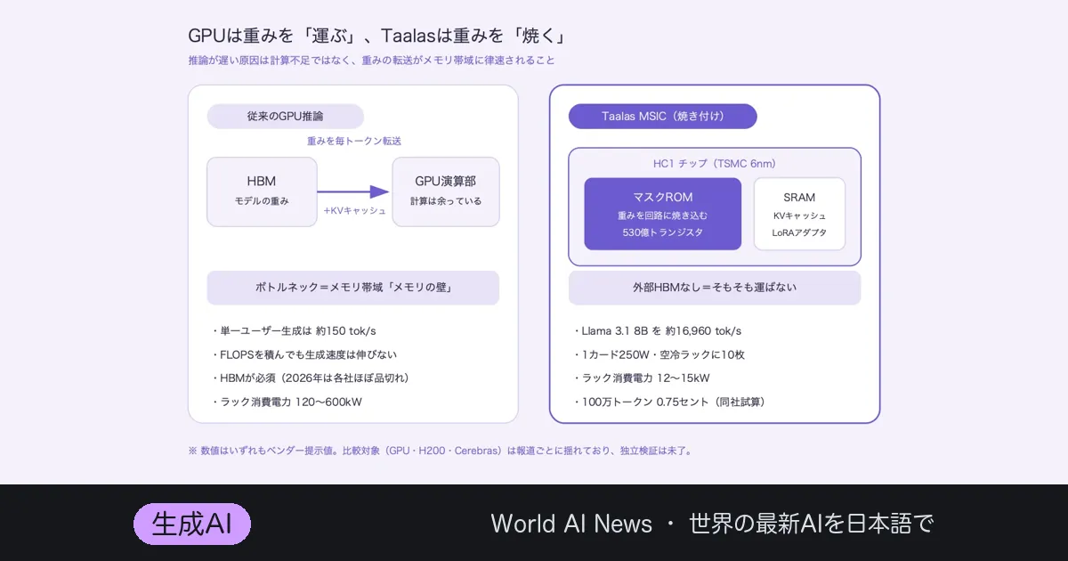 17,000トークン/秒の代償——AMDが買った”焼き付ける”チップ